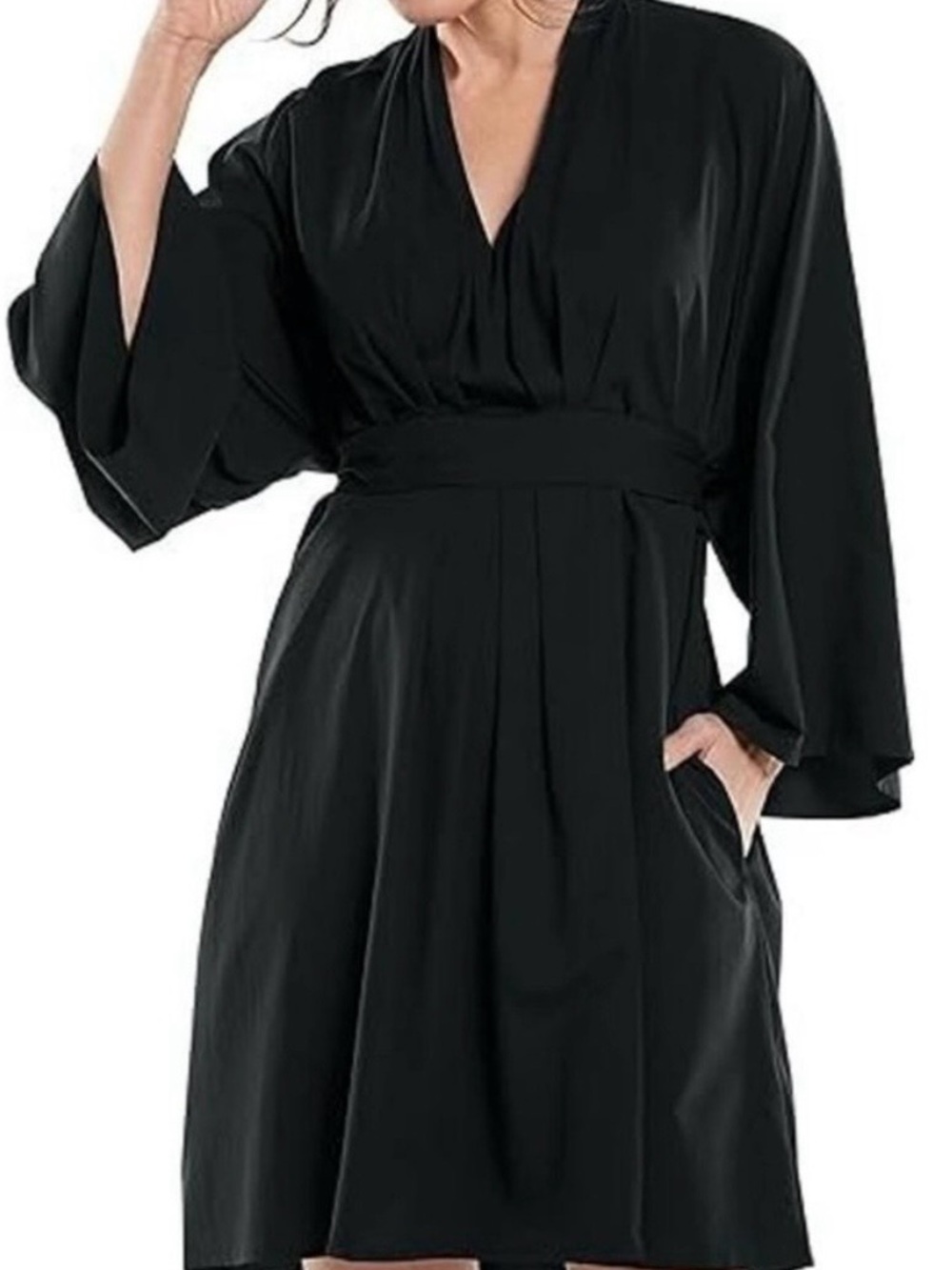 Coolibar Black Kimono sun protection dress with Waist Tie